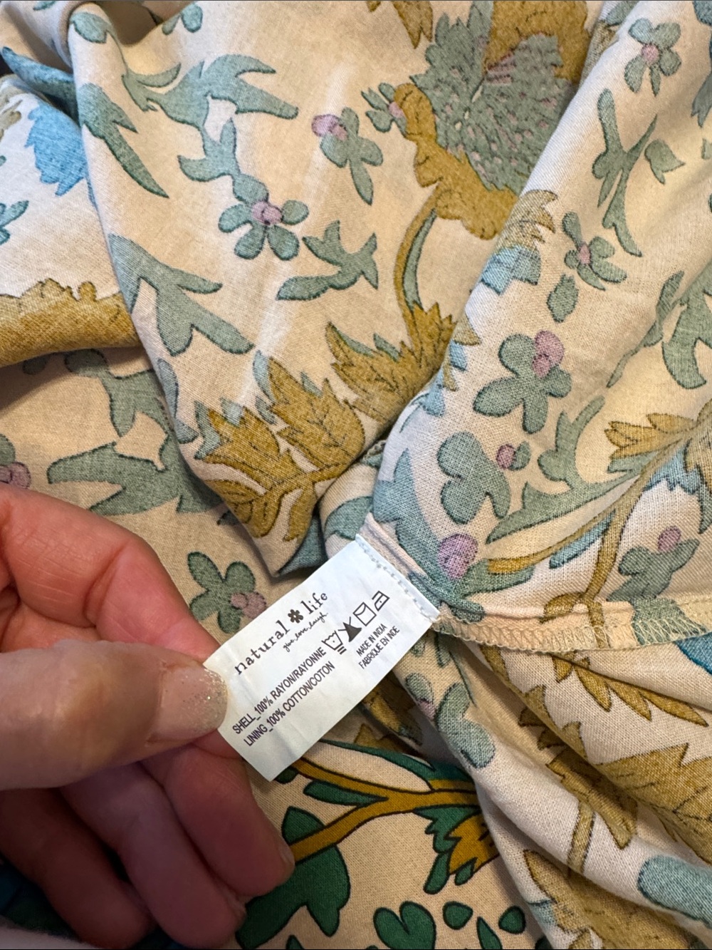 Natural Life Medium Blue, green, gold Floral Boho Sundress, New! - Picture 16 of 16